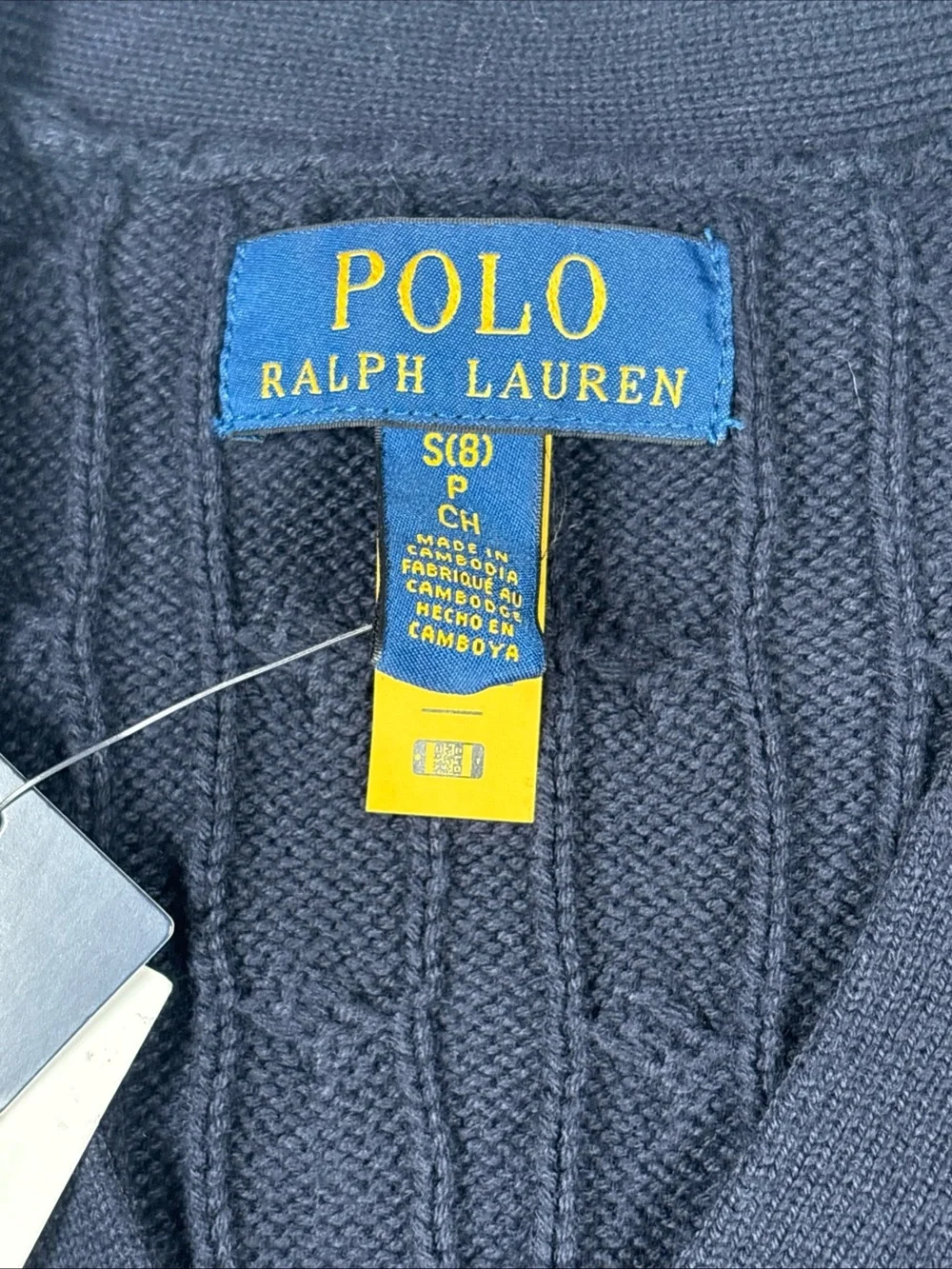Polo by Ralph Lauren Boys Navy Cable-Knit Cardigan with Red Pony